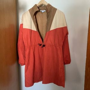 Red Brown and Cream Windbreaker Dress Size Small